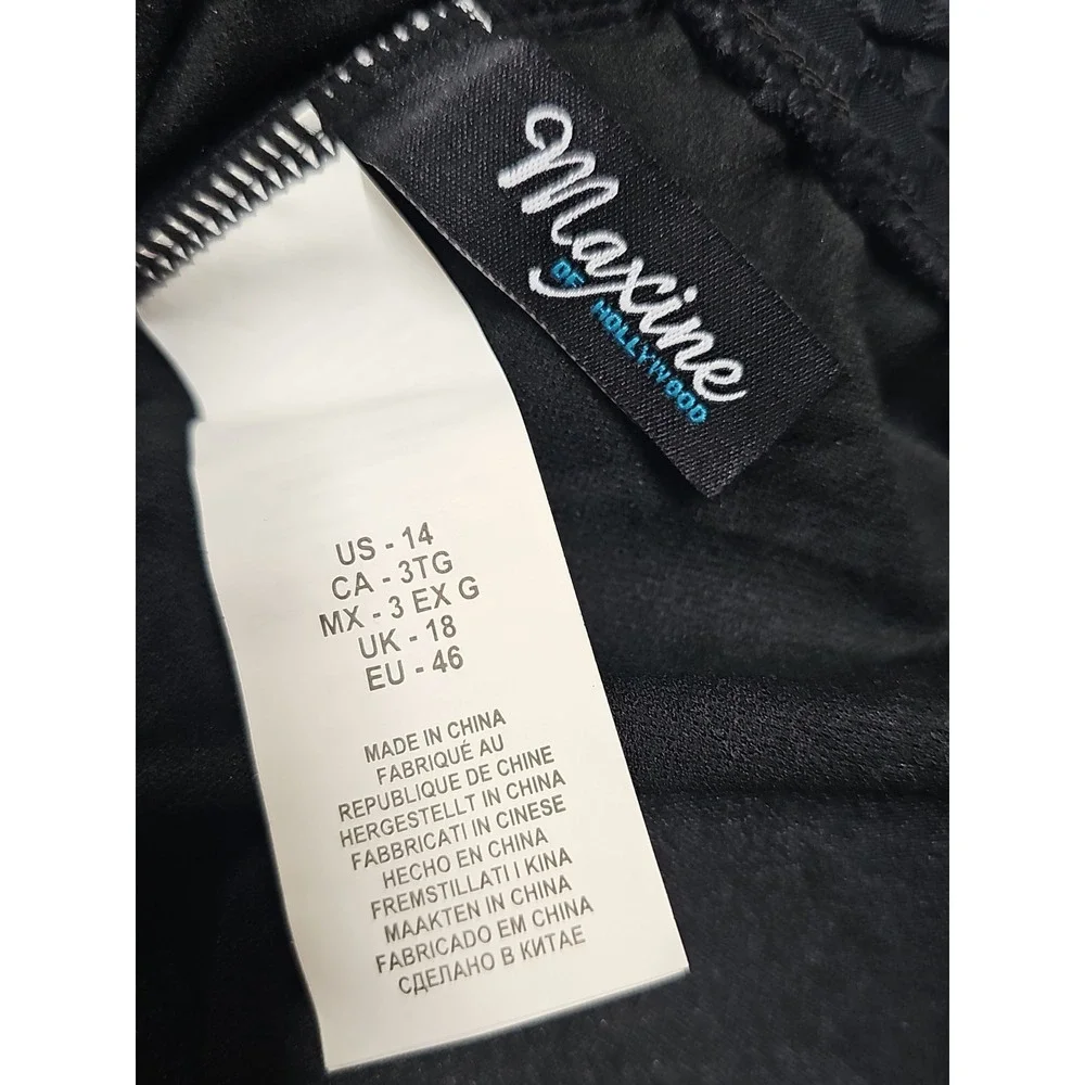 Maxine Of Hollywood Textured Spa Shirred Swimsuit, Girl Leg, Black, Size 14, New